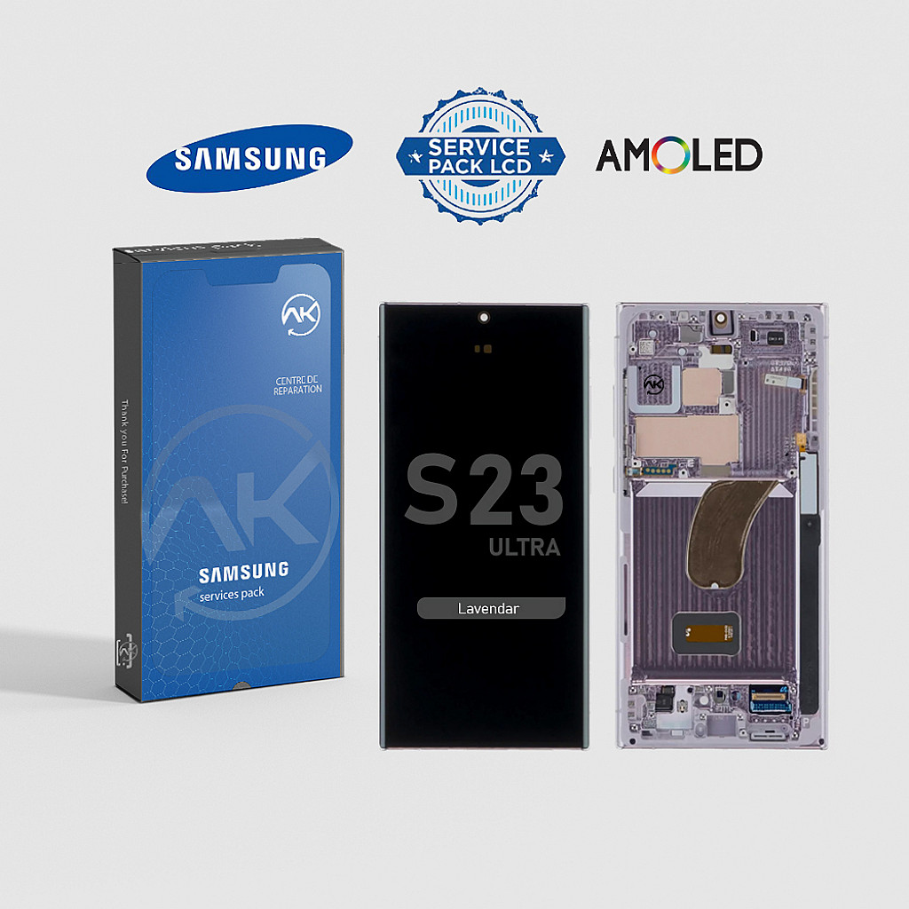 Samsung Galaxy S23 Ultra Lavande Service Pack AmOLED Avec Cadre