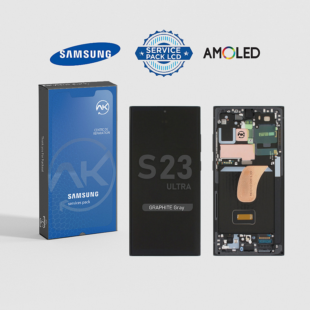 Samsung Galaxy S S23 Ultra LCD Graphite Gray Service Pack AmOLED Avec Cadre