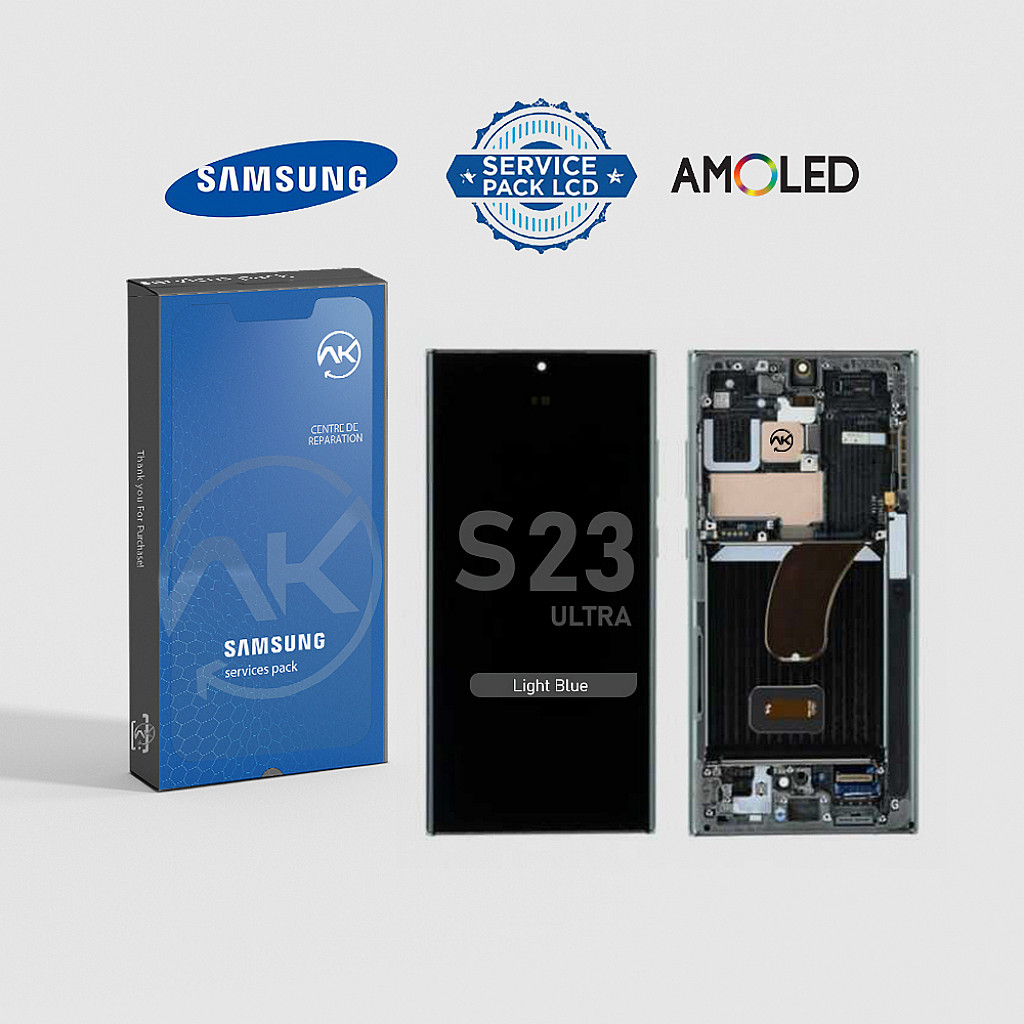 Samsung Galaxy S23 Ultra Ecran Bleu Clair Service Pack AmOLED Avec Cadre