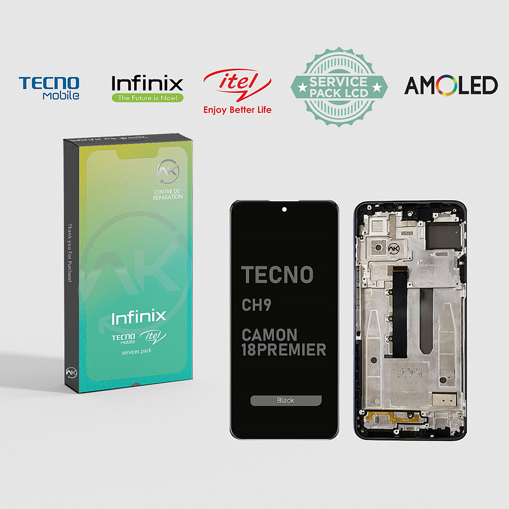 CH9 / Camon 18 premier écran Noir AmOLED Avec Cadre