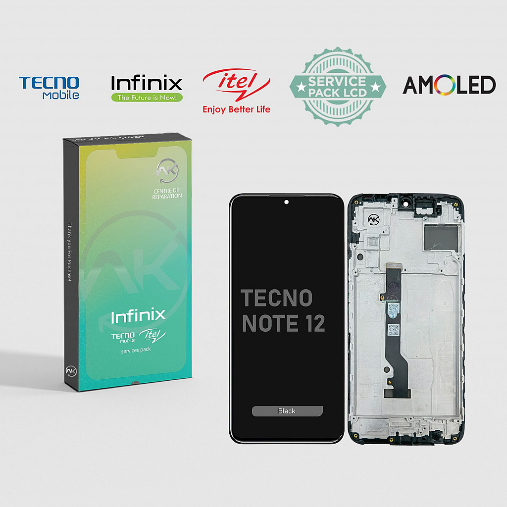 Infinix Note 12 écran Noir AmOLED Avec Cadre